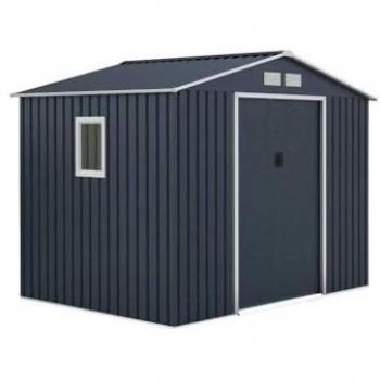 Abri Jardin Métal Venus 5,29 m² – Couleurs gris anthracite – Kit d’ancrage inclus, portes coulissantes et fenêtre latérale