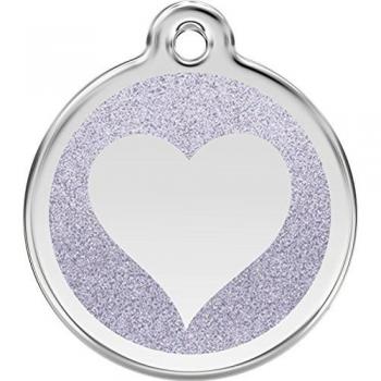 Placa identificativa Corazón Brillante Plateado para perros