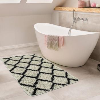 Tappetino bagno design rombo nero Ø80