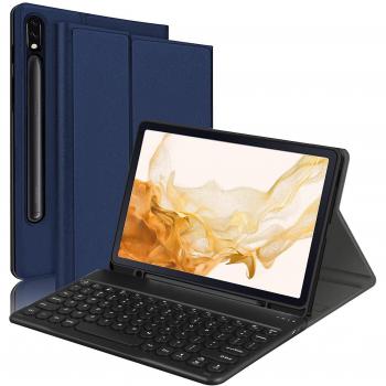 Funda Protectora con Teclado Inalámbrico Azul para Galaxy Tab S7 FE / S7 + / S8 +