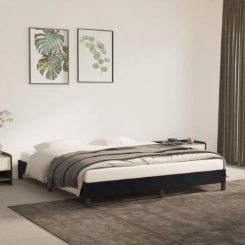 Cama solar sin colchón de terciopelo negro 180x200 cm