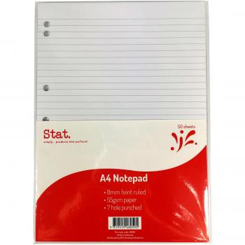 Stat A4 8mm Ruled Notepad with 7 Holes