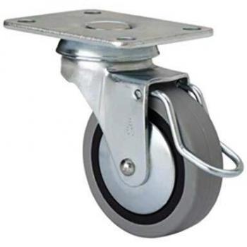 Alex B-PGI Series Swivel Caster Wheel with Brake, 60mm, Gray Rubber