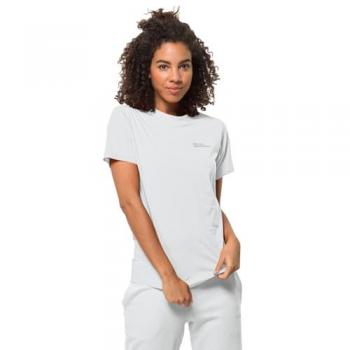 Jack Wolfskin Frauen T-Shirt aus Bio-Baumwolle, L, Weiß
