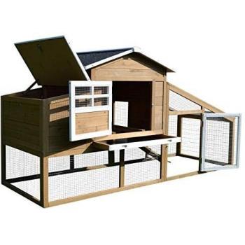 Gallinero de Madera Exterior con Techos Asfálticos y Corral