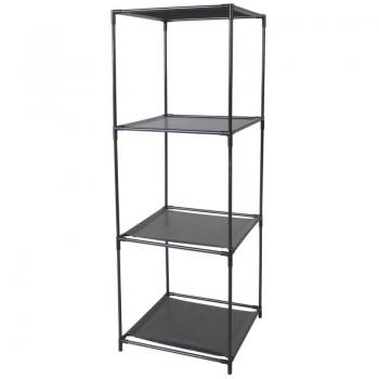 3-teiliges Schwarzes Regalsystem – Metallrahmen & Stoffabdeckung – 34,5 x 34,5 x 104 cm