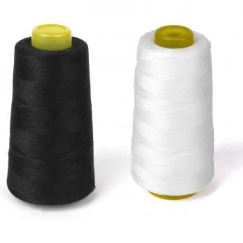 Bobinas de hilo de poliéster 3000 yardas en blanco y negro