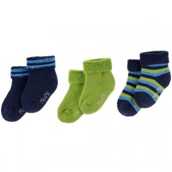 Maximo Baby-Jungen Socken 3er Pack, Mehrfarbig (indigo/kiwi)
