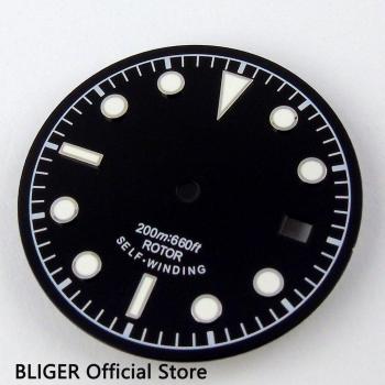 30.4MM Black Sterile Watch Dial for ETA 2824/2836 with Green Luminous Numerals