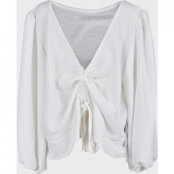 Blusa de niña blanca en algodón con delicados detalles bordados
