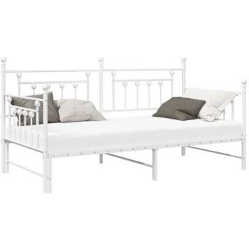 Rama de cama día en acero pintado blanco, tamaño 90×200 cm