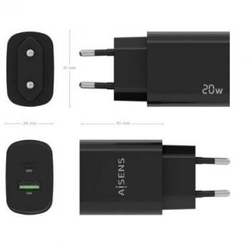 Cargador Aisens 20W com 1x USB-C e 1x USB-A