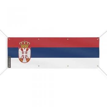 Serbia Flag Display Banner 8 Loops 190x570 cm