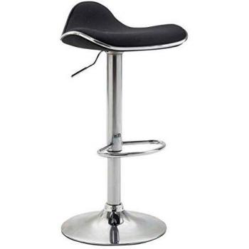 Tabouret de Bar en Tissu Noir avec Base Chromée