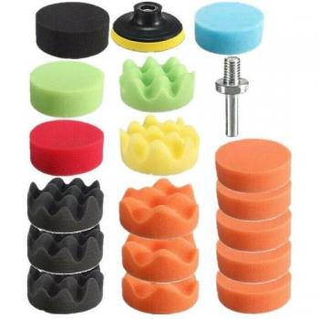 19pcs 3 Car Polish Sponge Kit with M10 Drill Adapter