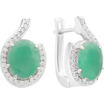 Orecchini d'argento con smeraldo naturale 6.058ct e zirconia cubica