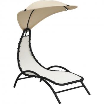 Lit de Jardin Relaxation «Sérénité» – 167 × 80 × 195 cm, tissu et cadre en acier