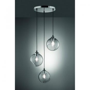 Clooney Pendelleuchte mit 3 Rauchglas-Kugeln