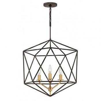 HK-ASTRID-3P Indoor Chandelier, Bronze & Gold Finishes