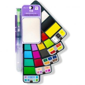 Set de acuarelas sólidas portátiles de 25 colores
