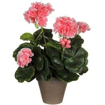 Decorative Geranium Plant PVC with Gray Pot (11.5 x 33 cm)