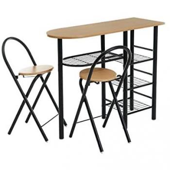 Unimasa Mesa Alta con Taburetes de Metal y MDF Sombra