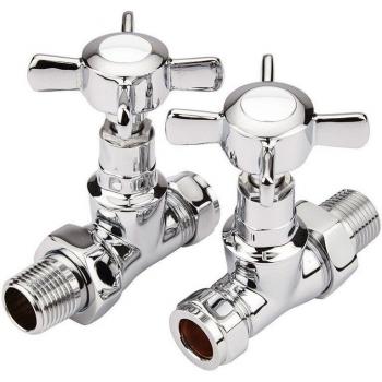 Chrome Straight Heated Towel Rail Valves