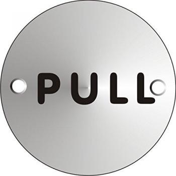 Seco Pull Sign (Diameter 72 mm) – 1.5 mm Satin Anodised Aluminum