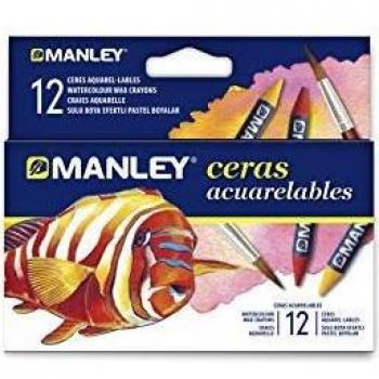 12 Assorted Aquarelle Wax Crayons by Manley