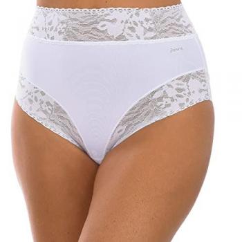 Slip de encaje fino alto y moldeador para mujer blanco