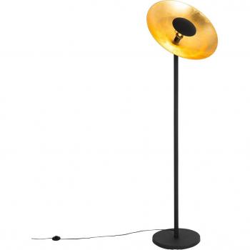 QAZQA 60cm Industrial Standing Lamp: Black with Gold Accents – Magnax