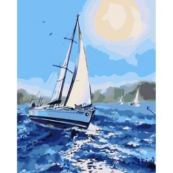 HUACAN Sailboat Landscape DIY Canvas Painting