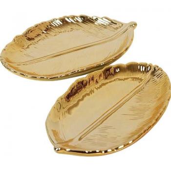 Jewelry Serving Tray with Gold Leaf Design