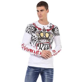 CIPO & BAXX XXL Regular Fit T-Shirt – Weiß, 95 % Baumwolle, 5 % Elasthan – Herren