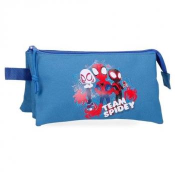 Mochila Escolar Marvel Spiderman Poliéster Azul con Estuche y Bolsa de Mensajero Team Spidey