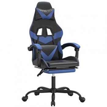VidaXL Gaming-Stuhl mit Fußstütze in Kunstleder Schwarz und Blau