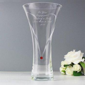 Personalized Ruby Crystal Heart Vase – Large Size