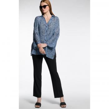 Blusa oversize a righe tigre con bottoni, Donna, Blu, Taglia 52/54, Fibre sintetiche/Poliestere