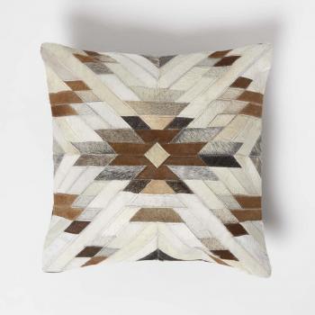 Stylish Geometric Star Leather Cushion 45 x 45 cm