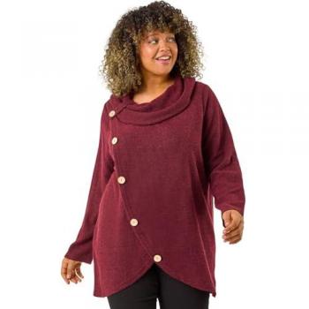 Romantic Wine‑Tinted Cowl Wrap Blouse – Size 20