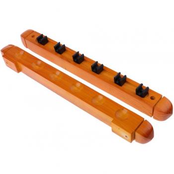6 Hold Solid Wood Pool Cue Rack Wall Mount
