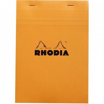 Bloc-notes Rhodia A5 Orange, Quadrillé 5x5, Papier Blanc 80g, 80 Feuilles Micro Perforées Détachables, Format 14.8x21 cm