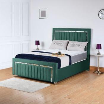 UK Ambassador Double Bed Frame with 48” Maroon Headboard – Slatted Base