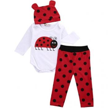 Ensemble 3 pièces pour nourrisson, barboteuse à manches longues, pantalon long et chapeau