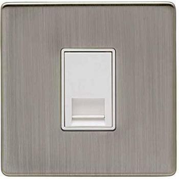 Single Gang Telephone Socket with Satin Nickel Finish