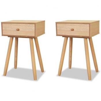 Lot de deux tables de nuit en pin massif (40×30×61 cm) – Pack