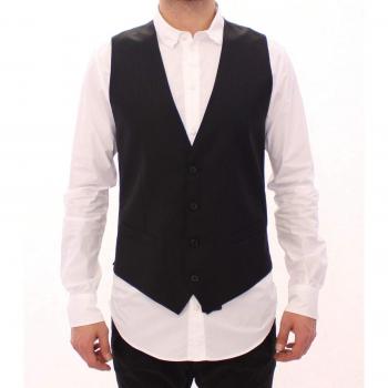 Dolce & Gabbana Black Striped Wool Single Breasted Jacket