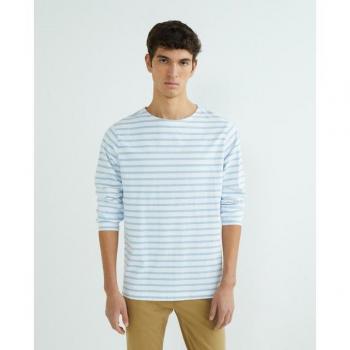 T‑shirt Dockers gris rayé manches longues – M – Hommes