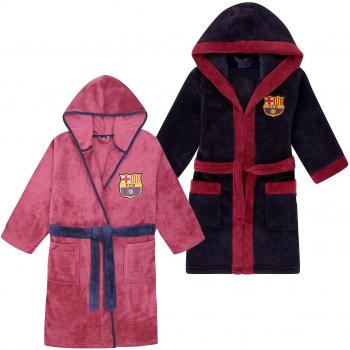 Kids' FC Barcelona Navy Hooded Fleece Robe – 5-6 Years Old