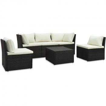VidaXL Set muebles de jardín y cojines 4 piezas ratán sintético marrón